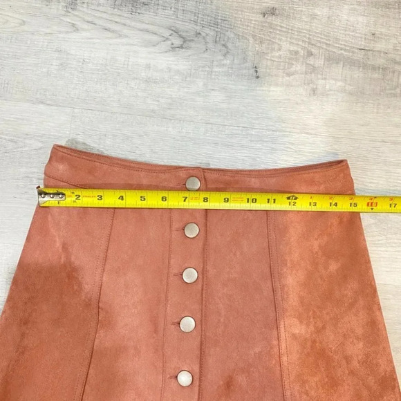 Forever 21 Blush Pink Super Soft Luxurious Suede Button Up Aline Skirt W27 Small - Picture 8 of 12